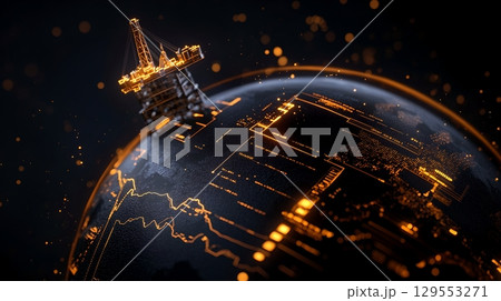 A satellite orbiting the Earth at night with its lights illuminating the cities and infrastructure below showcasing the power of technology and global connectivity 129553271