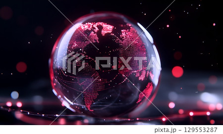 Glowing vibrant digital globe showcasing a futuristic interconnected world of data technology and global communication Glowing vibrant digital globe showcasing a futuristic interconnected world of data technology and global communication 129553287