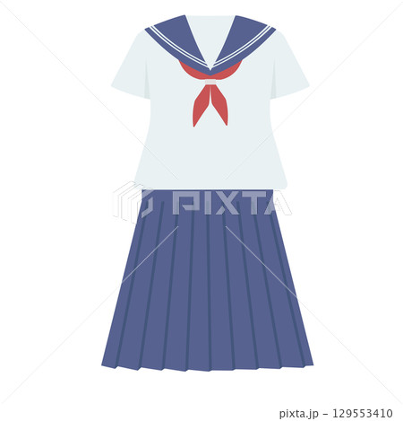 セーラー服の夏服のイラスト セーラー服の夏服のイラスト 129553410