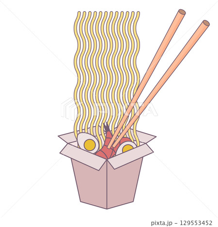 wok box with noodle 129553452