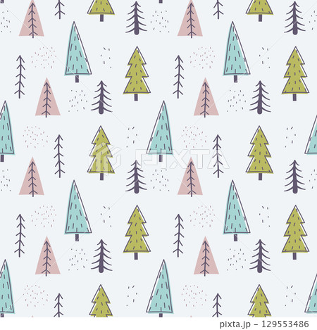doodle forest pattern 129553486