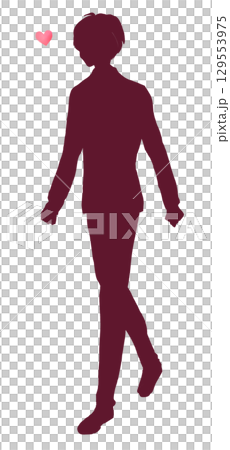 Walking man love silhouette 129553975