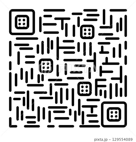 Example of QR code, black line vector icon, mobile scanner identification pictogram Example of QR code, black line vector icon, mobile scanner identification pictogram 129554089
