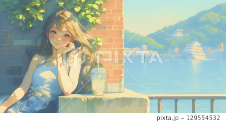 休憩中の女の子 129554532