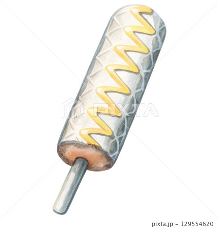 Delicious food on stick with creamy topping brings joy to any gathering. clipart isolated on transparency background 129554620