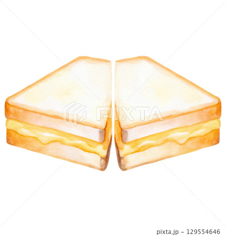 Delicious food illustration of sandwich with cheese and bread clipart isolated on transparency background 129554646