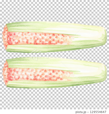 Fresh and vibrant food illustration of sliced celery showcasing its texture clipart isolated on transparency background 129554647