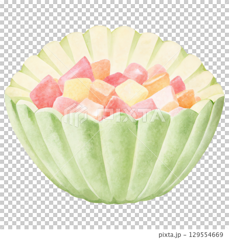 Colorful food in decorative bowl creates delightful visual treat. clipart isolated on transparency background 129554669