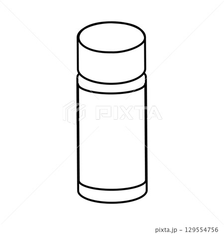 Minimalist black and white pill bottle icon with simple design 129554756
