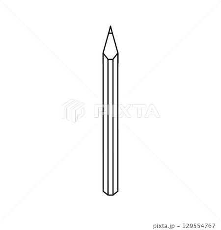 Minimalist black and white pencil icon outline on white background Minimalist black and white pencil icon outline on white background 129554767