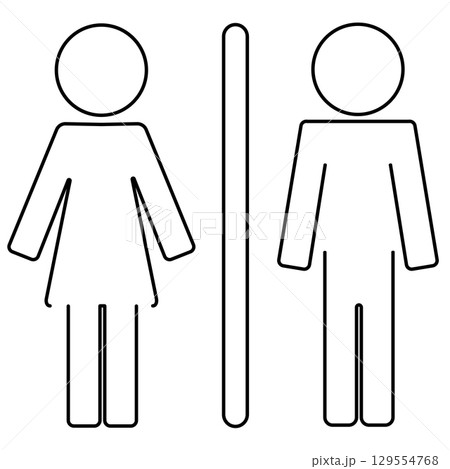Male and female restroom symbols on white background Male and female restroom symbols on white background 129554768