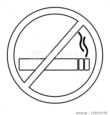 No smoking sign with cigarette icon in red circle No smoking sign with cigarette icon in red circle 129554776