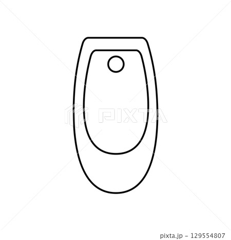 Minimalist urinal icon in black and white outline design Minimalist urinal icon in black and white outline design 129554807