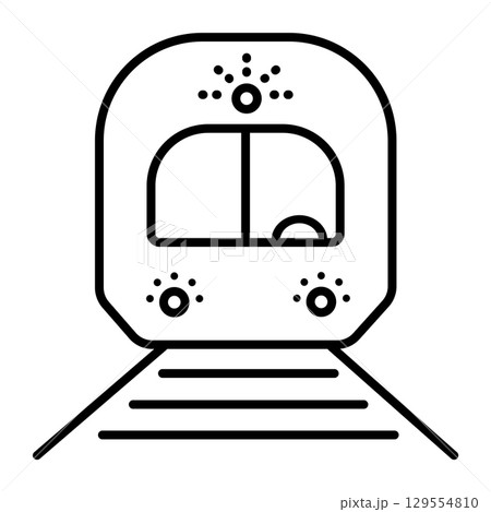 Train, black line vector icon, metro wagon sign, subway locomotive symbol Train, black line vector icon, metro wagon sign, subway locomotive symbol 129554810
