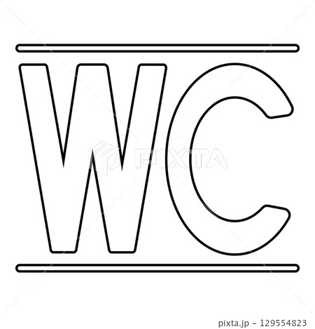 Black and white wc sign symbolizing restroom facilities 129554823