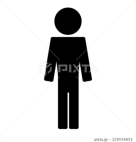 Minimalist black silhouette of male figure on white background Minimalist black silhouette of male figure on white background 129554853