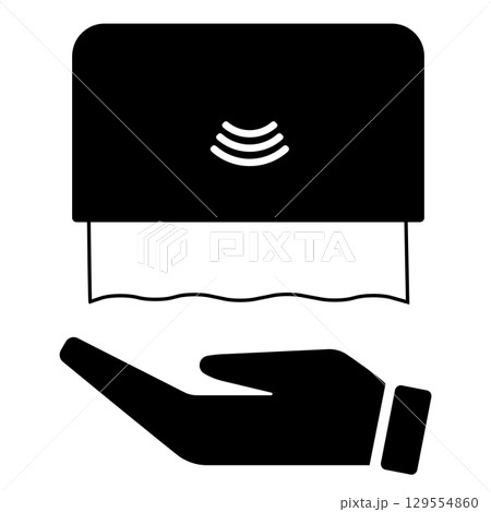 Hand reaching for paper towel from dispenser Hand reaching for paper towel from dispenser 129554860