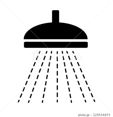 Showerhead silhouette with water spray icon design Showerhead silhouette with water spray icon design 129554873