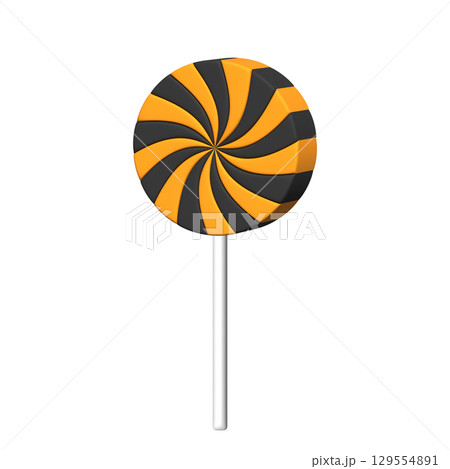 Spiral orange and black lollipop with swirl design 129554891