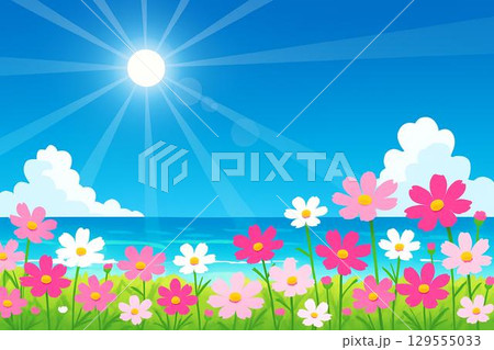 コスモス　太陽　海 129555033