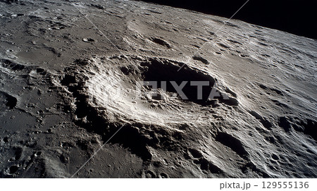影が際立つ月の表面 129555136