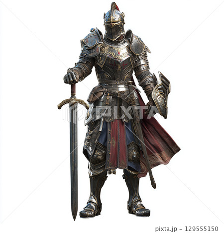 威厳ある鎧の戦士の姿 129555150