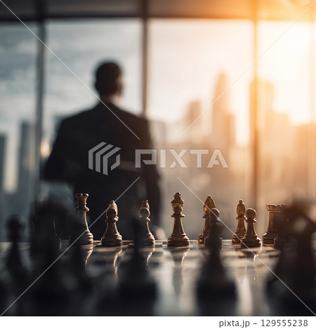 決断の瞬間、チェスの駒を動かす 129555238