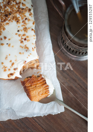 cake with tea cake with tea 129555297