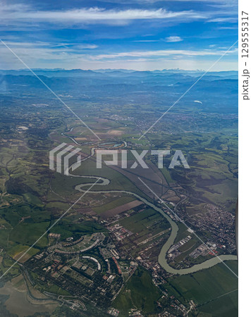 Aerial images of the Tiber River flowing through the Lazio region of Italy. Aerial images of the Tiber River flowing through the Lazio region of Italy. 129555317