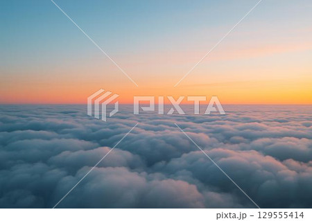 雲の上の景色　夕景　早朝 129555414