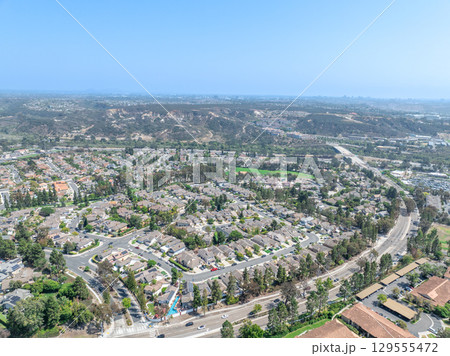 Aerial view of Del Mar Neighborhood, San Diego County 129555472