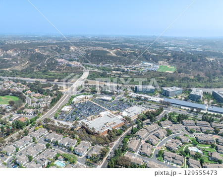 Aerial view of Del Mar Neighborhood, San Diego County 129555473