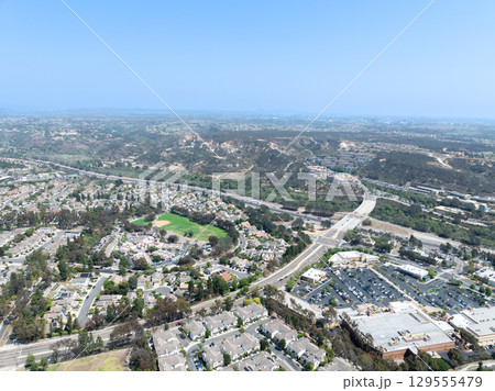 Aerial view of Del Mar Neighborhood, San Diego County 129555479