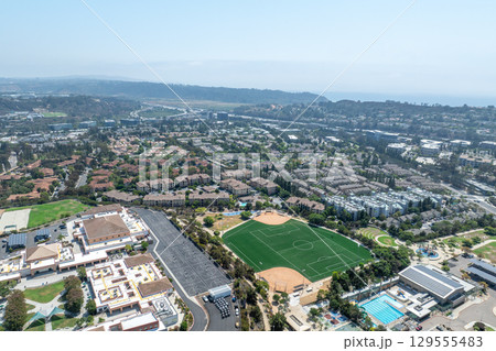 Aerial view of Del Mar Neighborhood, San Diego County 129555483