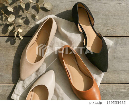 フラットパンプス 129555485