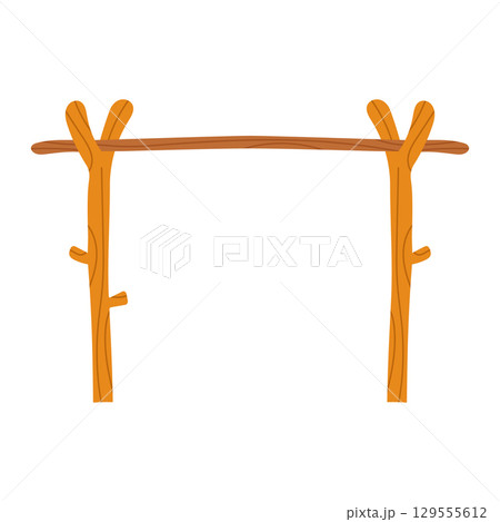 Rustic Wooden Forked Stick Holder for Outdoor Cooking. Handcrafted Wooden Branch Stand for Campfire Cooking. Traditional Forked Stick Rack for Hanging a Pot. 129555612