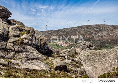 Walking around the Penameda hill in national park Peneda Geres in Portugal. 129555909