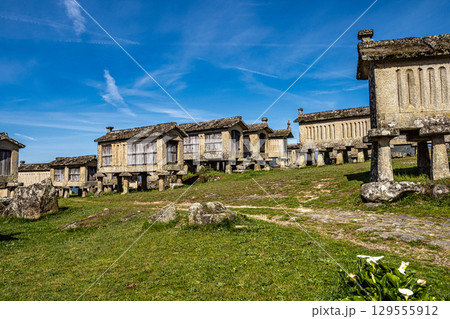 The communitarian granaries, called espigueiros, in the village of Lindoso, Peneda National Park, Northern Portugal The communitarian granaries, called espigueiros, in the village of Lindoso, Peneda National Park, Northern Portugal 129555912