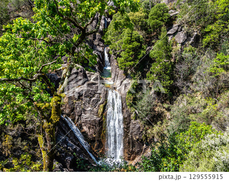 The beautiful Arado Waterfall, Cascata do Arado at the Peneda Geres National Park in Portugal, Europe 129555915