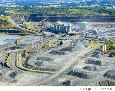 The working yard of a large industrial quarry 129556700