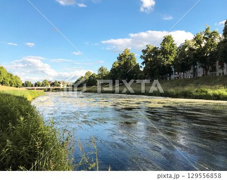 River with a bridge in the background 129556858