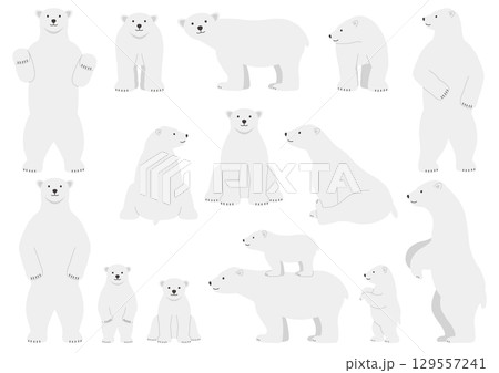 色々な白熊のイラストのセット 129557241