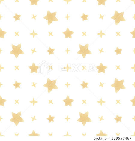 Watercolor yellow star seamless pattern 129557467