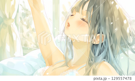 お昼寝から目覚めた女の子 129557478