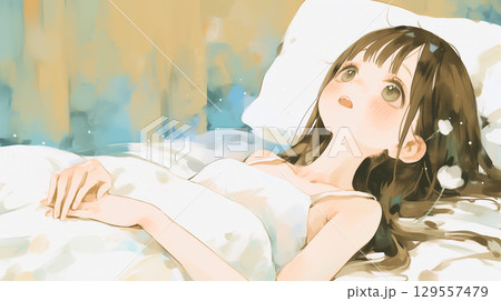 お昼寝から目覚めた女の子 129557479