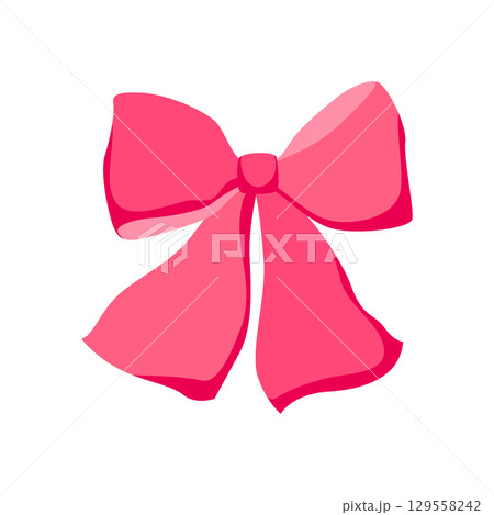 Satin bow illustration. Ribbon with knot for gift card and design. 129558242