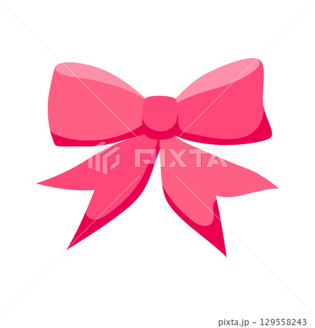 Satin bow illustration. Ribbon with knot for gift card and design. 129558243