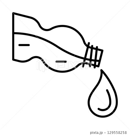 Plastic bottle with water drop icon. Aqua or liquid thin line illustration. 129558258