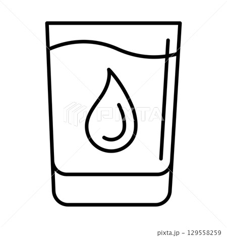 Glass of water icon. Aqua or liquid thin line illustration. Glass of water icon. Aqua or liquid thin line illustration. 129558259