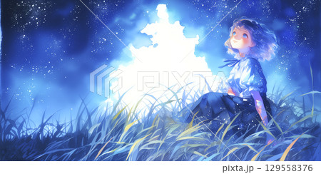 物思いにふける女の子 129558376